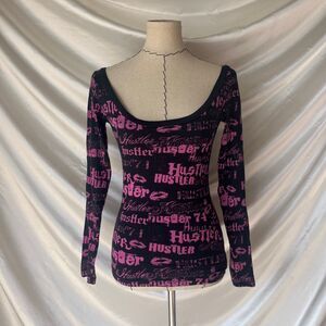 Hustler Vintage 2000s y2k pink and black top